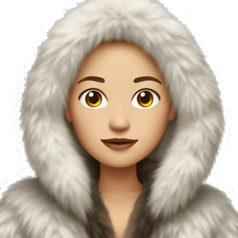 White woman in giant fur coat emoji