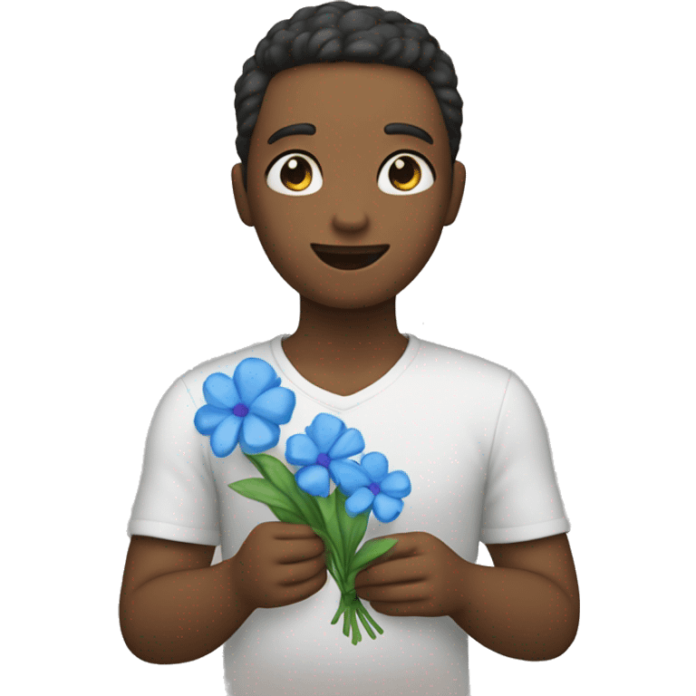 hello kiity holding blue flowers emoji