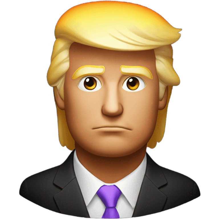 donald trump head on black background, soft warm purple, orange, yellow and violet lights emoji