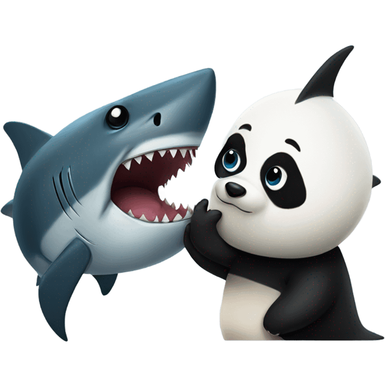 Shark kissing a panda emoji