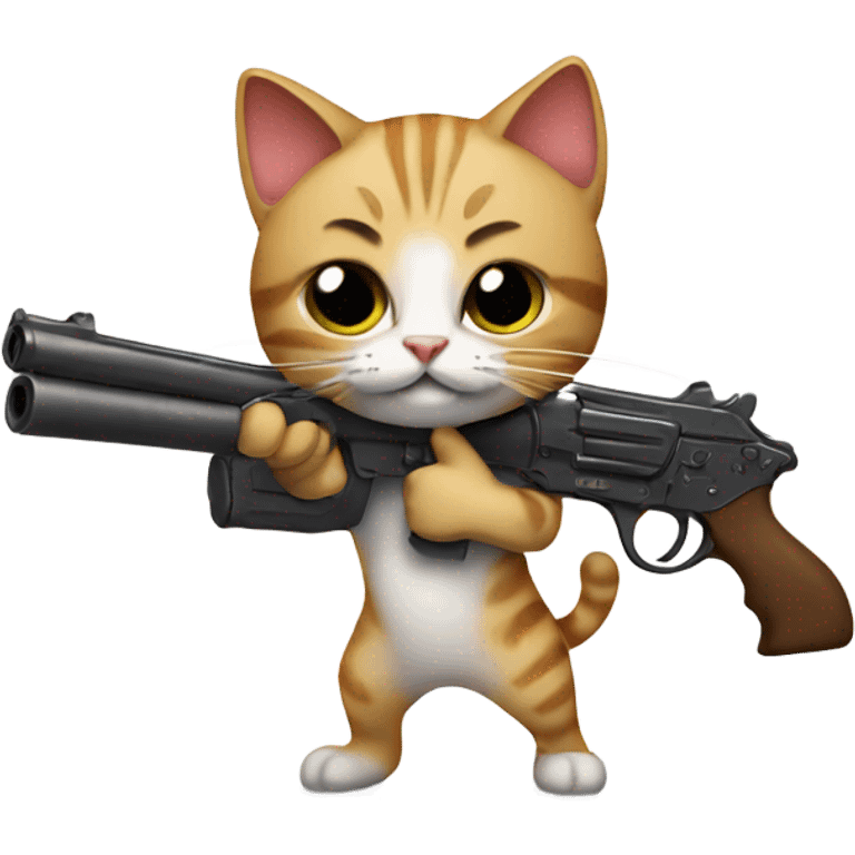 Cat holding a gun emoji