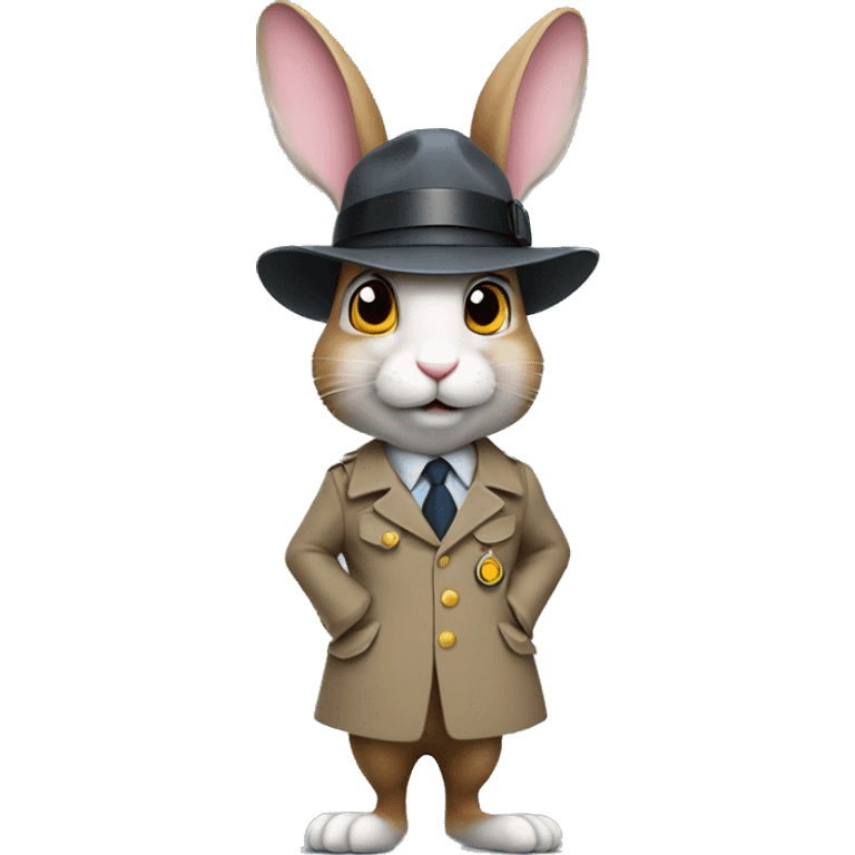 Rabbit dressed as inspector gadget emoji