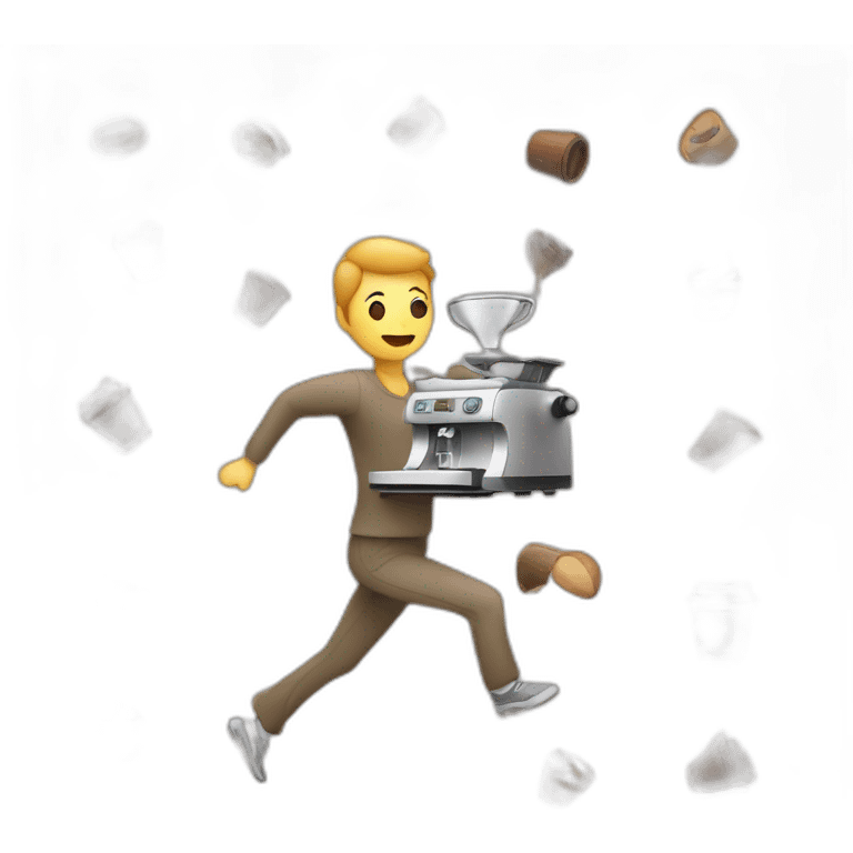 Person running away with espresso machine emoji