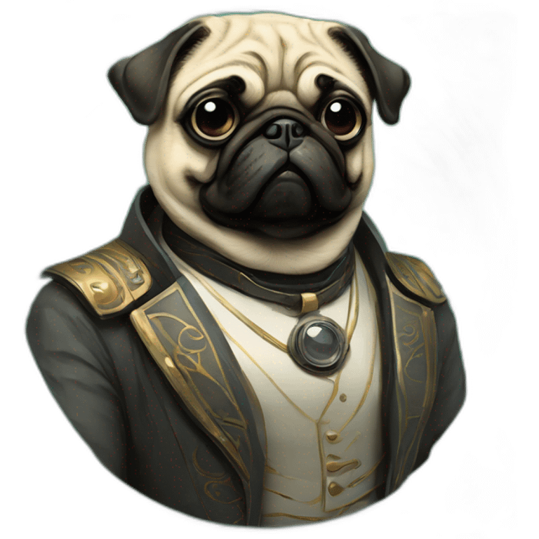 A cyberpunk pug in Art Nouveau style during 1910 emoji