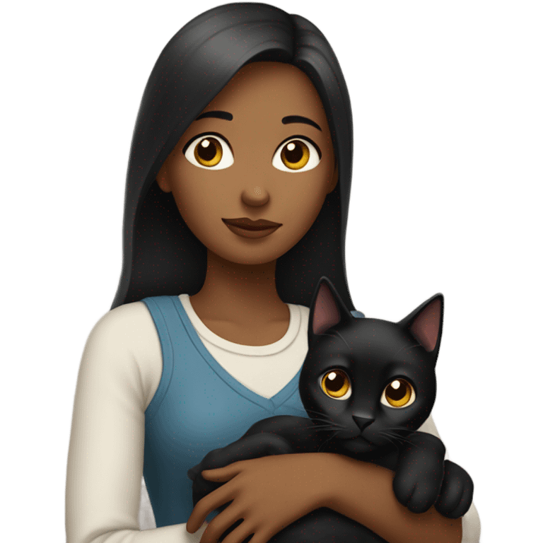 woman holds black cat emoji