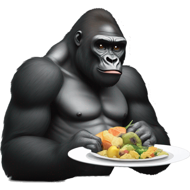 A gorilla eating a plate  emoji