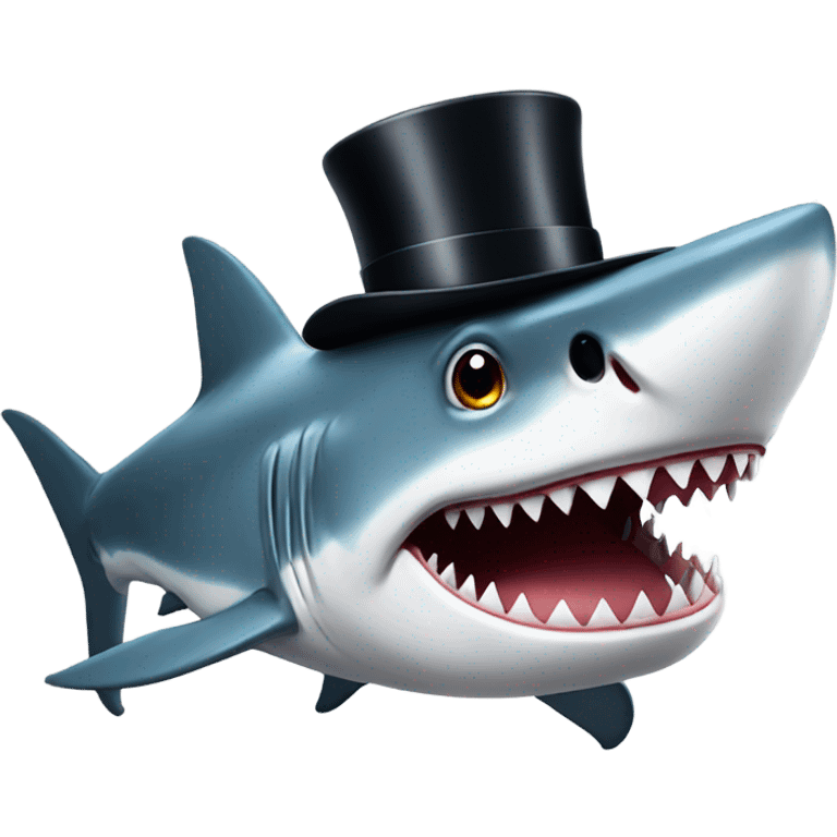 Shark with a top hat emoji