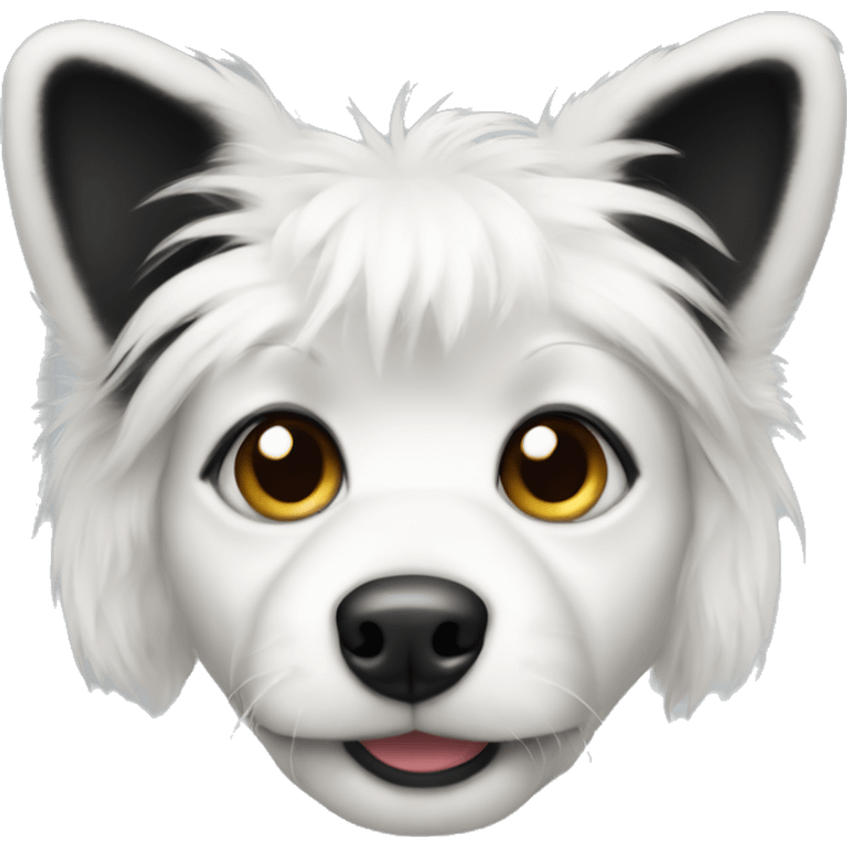 Cute white and black dog with fur ears emoji