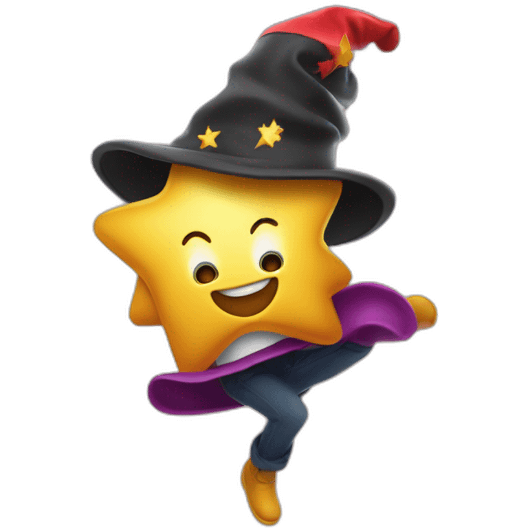 star jumping up and out of a magic hat without face emoji