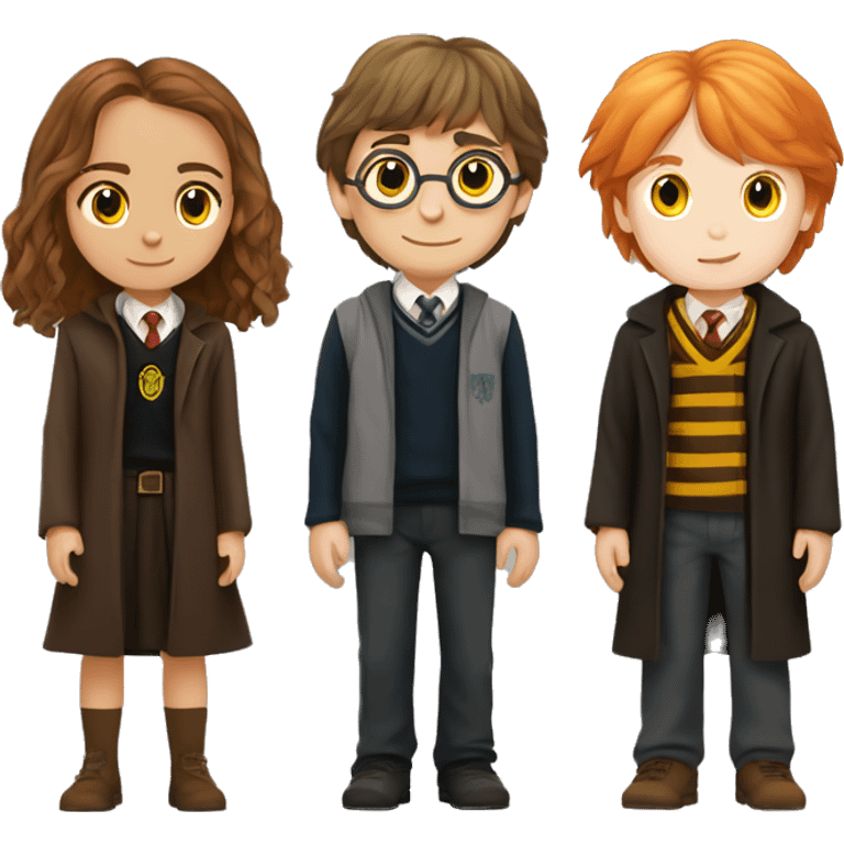 harry potter and hermione granger and ron weasley standing together emoji