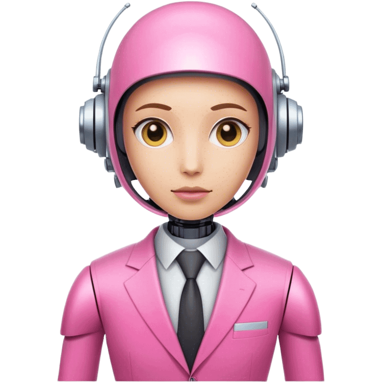 very human-looking like robot offie worker in intensive pink color suit emoji