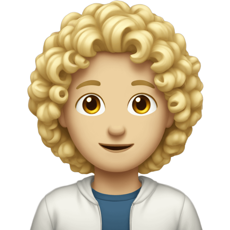 white boy with curly hair and blonde girl emoji