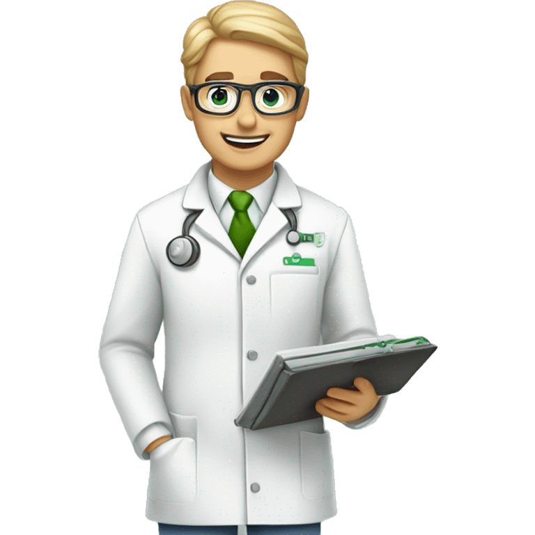 design an emoji for a biologist. It should be visually distinct from a general scientist emoji. Consider including elements like a lab coat with green accents, a microscope, or a plant. The expression should be neutral or friendly. emoji