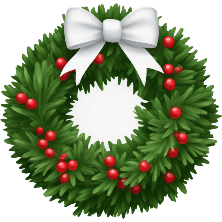 Christmas wreath with large white bow and juniper berries emoji