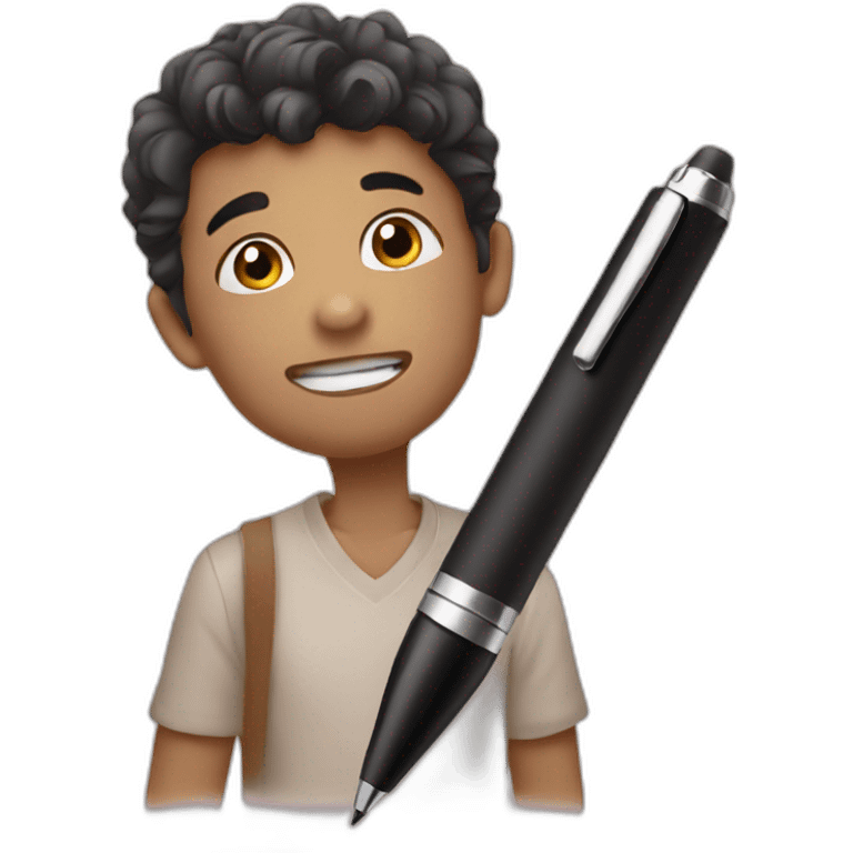 a boy kissing a pen emoji