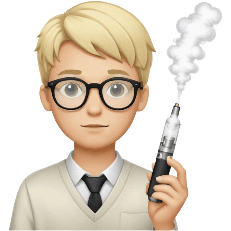 blonde boy with glasses and vape emoji