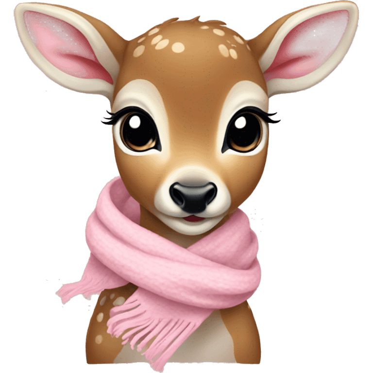 baby deer with baby pink scarf emoji