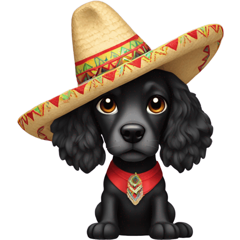 Black cocker with sombrero emoji