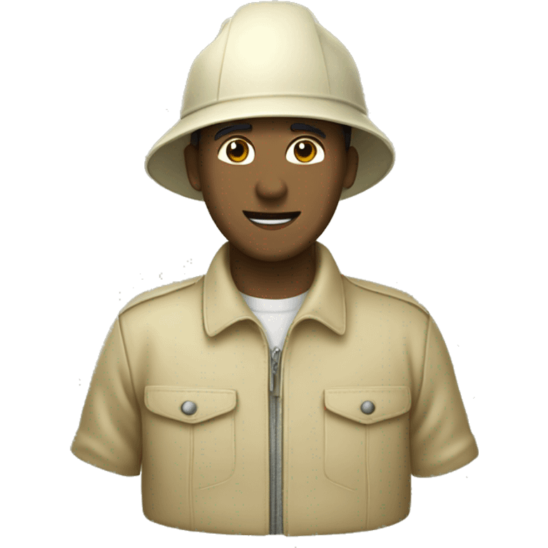 gardener pith helmet beige jacket bush emoji