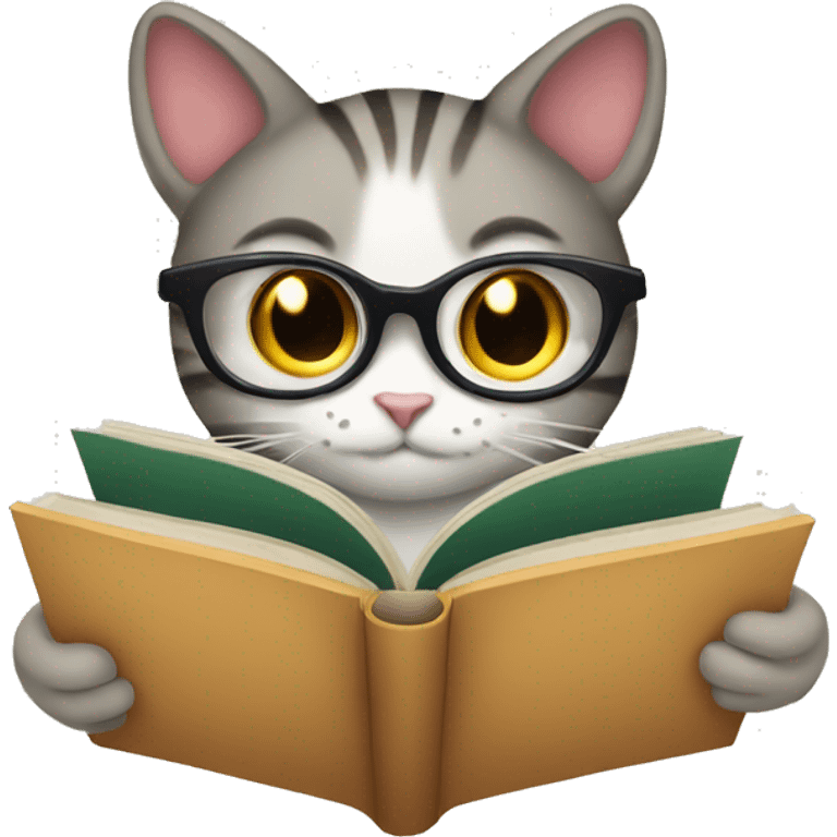 Cat reading a book emoji