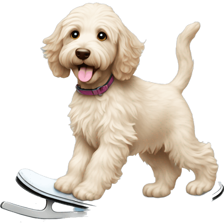 Australian labradoodle puppy ice skating emoji