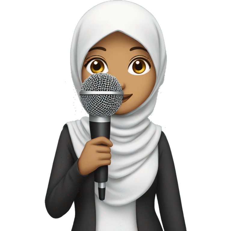 hijab girl with microphone emoji