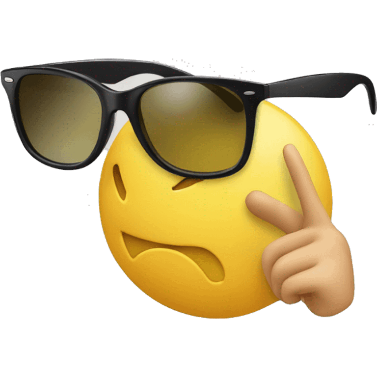 Yellow emojis with Black rayban and show thé index finger emoji