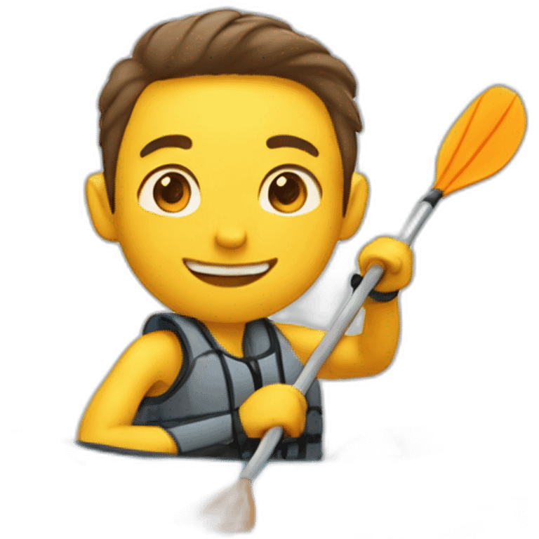 Thin young man in a kayak waving emoji