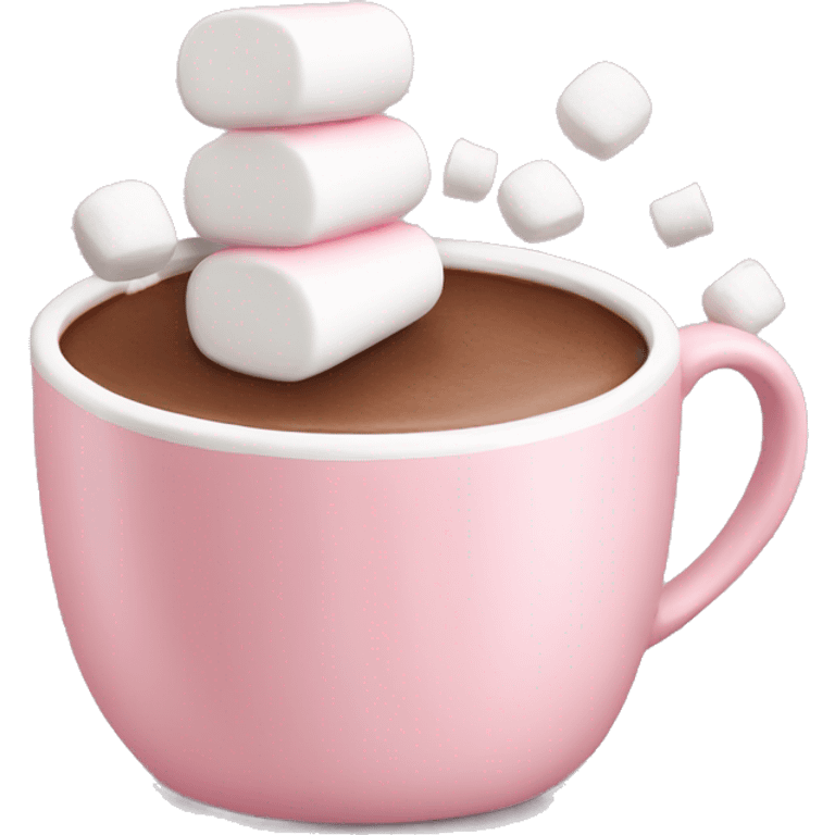 Light Pink mug of hot chocolate with marshmallows  emoji