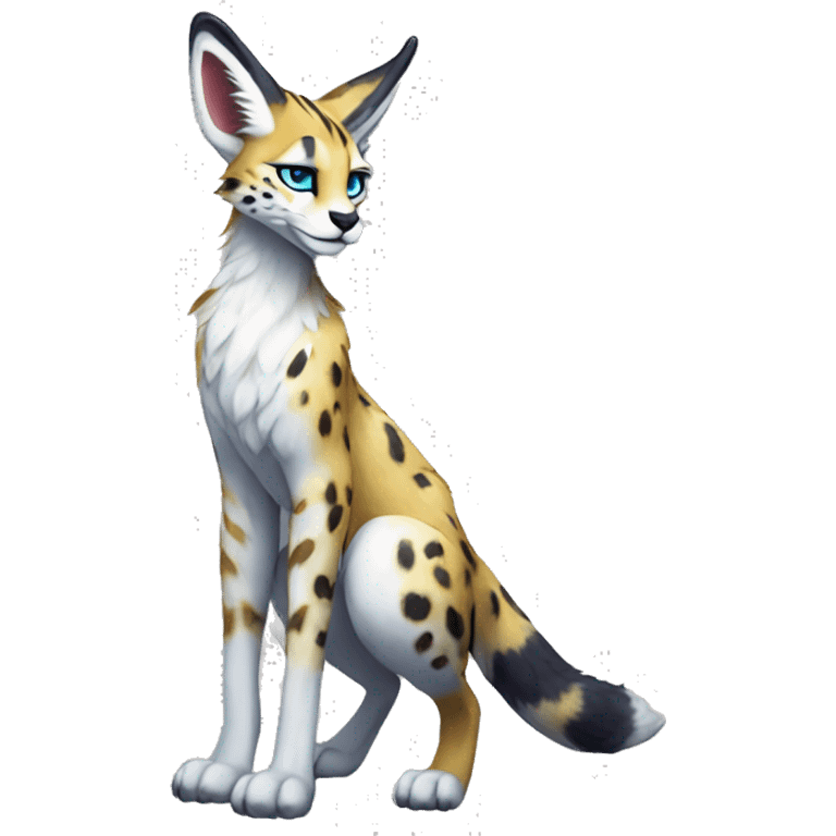 Anthro Epic Beautiful Handsome Pretty Colorful Sergal-Serval-Vernid full body emoji