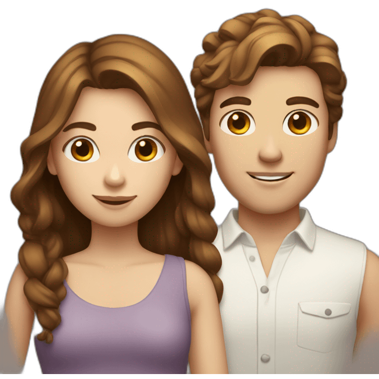 Two girls with brown hair and 2 guys with white skin emoji