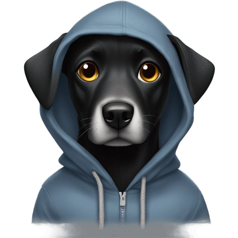 Black Dog wearing a hoodie emoji