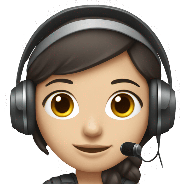 white Girl with dark hair support operator with headphones with microphone emoji