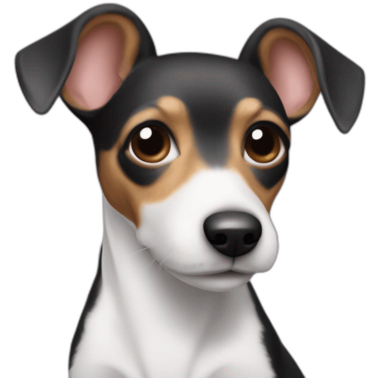 Rat Terrier blanco con manchas dos manchas negras en cara y orejas hacia arriba emoji