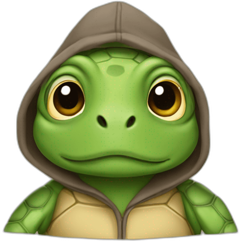 Little cartoon turtle wearing a hoodie emoji