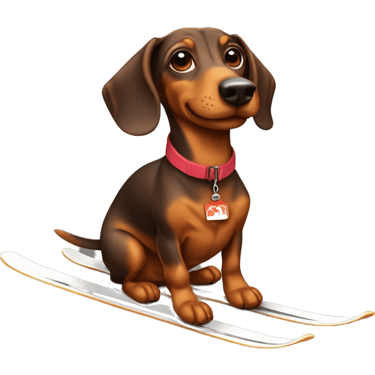 Daschund skiing emoji