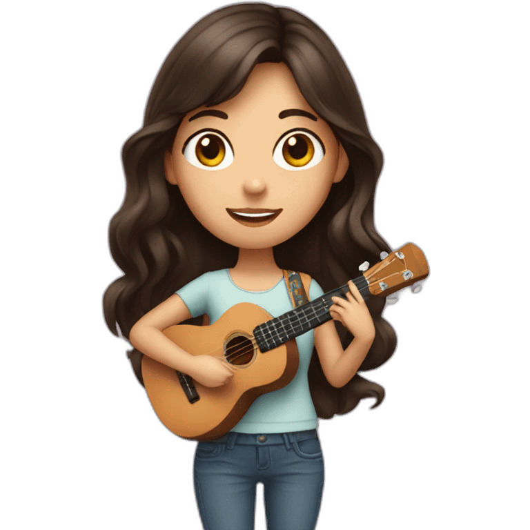 Brunette girl with ukulele emoji