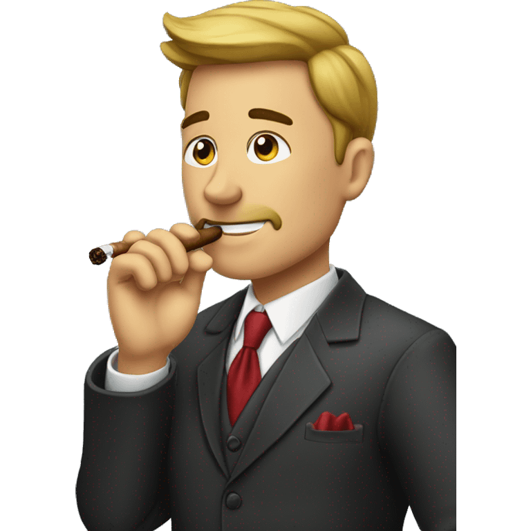 A lawyer smoking a cigar and adjusting his tie emoji