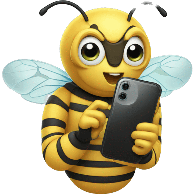 bee holding a phone in his hands emoji