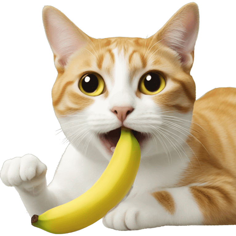 a cat eating a banana emoji