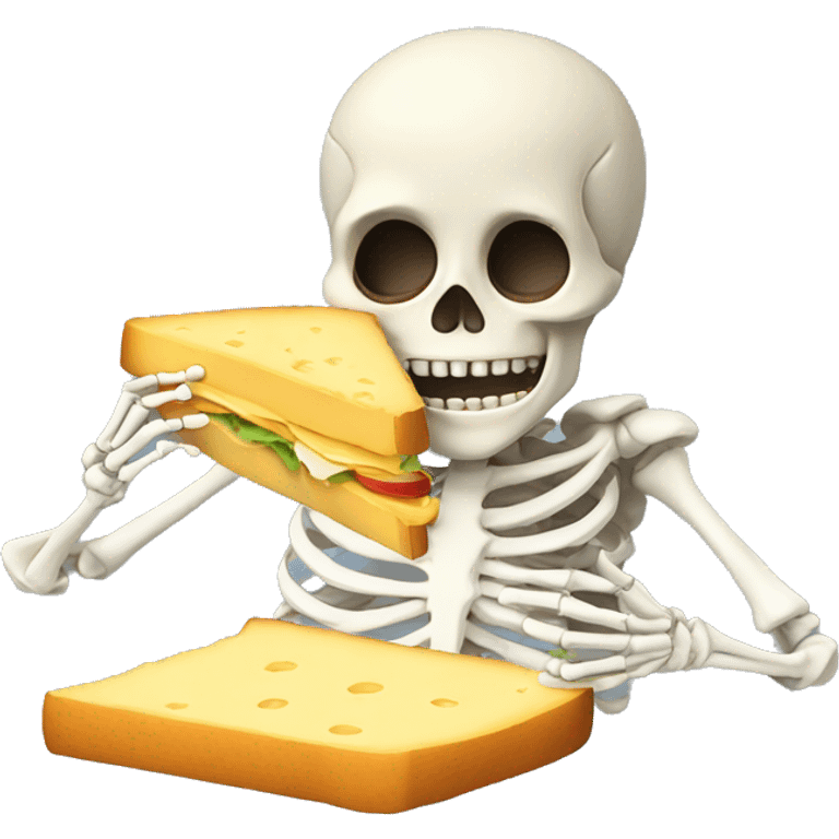 Skeleton eating a sandwich with cheese emoji