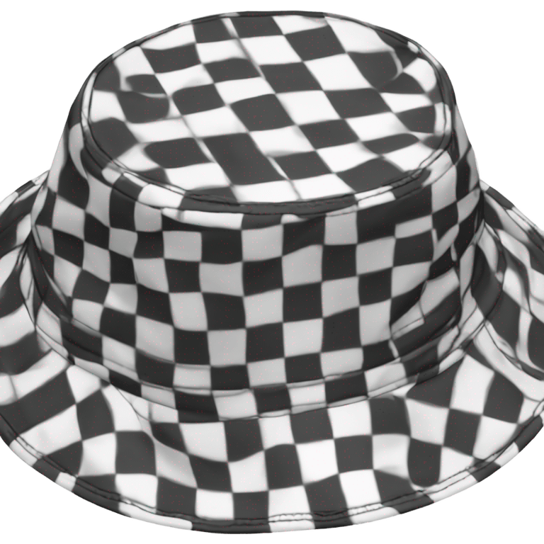 Black-and-white checkered bucket hat emoji