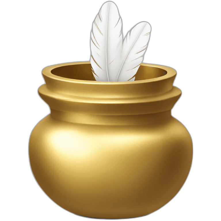 gold inkpot white feather emoji