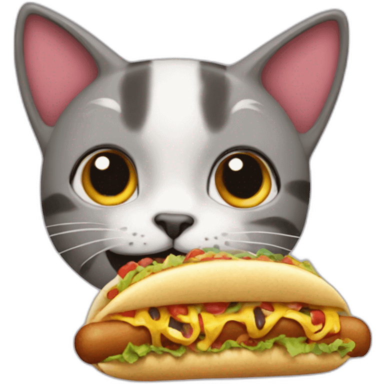 Cat eat tacos and hot dog emoji