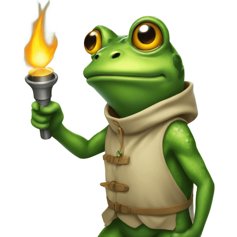 Frog holding a torch emoji