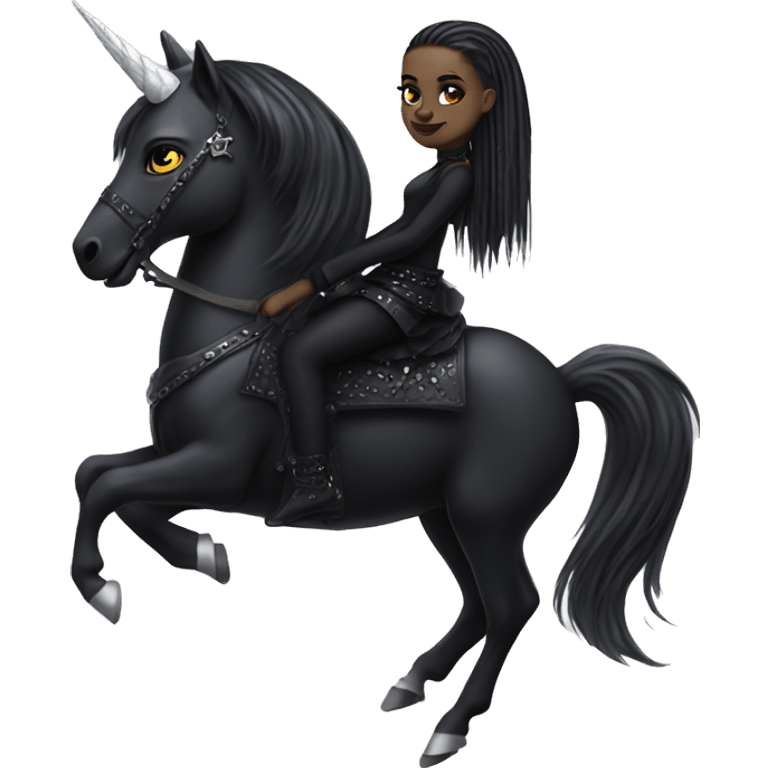 Goth riding a unicorn emoji