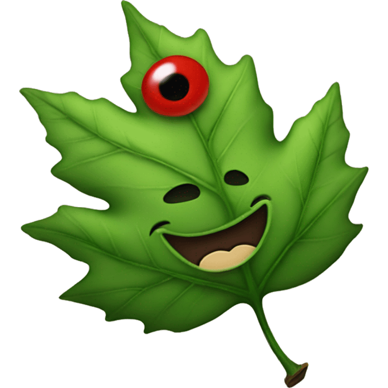 talking leaf with red eyes emoji