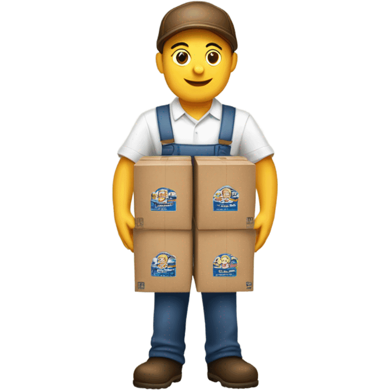 worker carrying beer boxes emoji