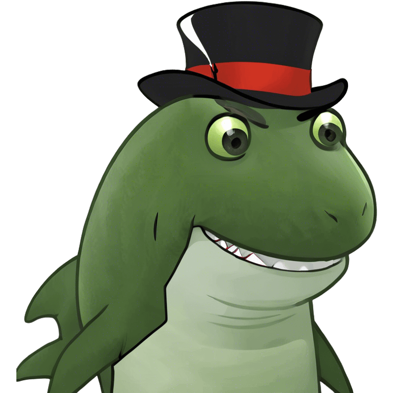 Shark with a top hat emoji