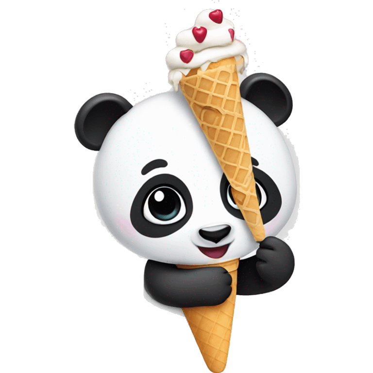 Panda eating ice cream emoji